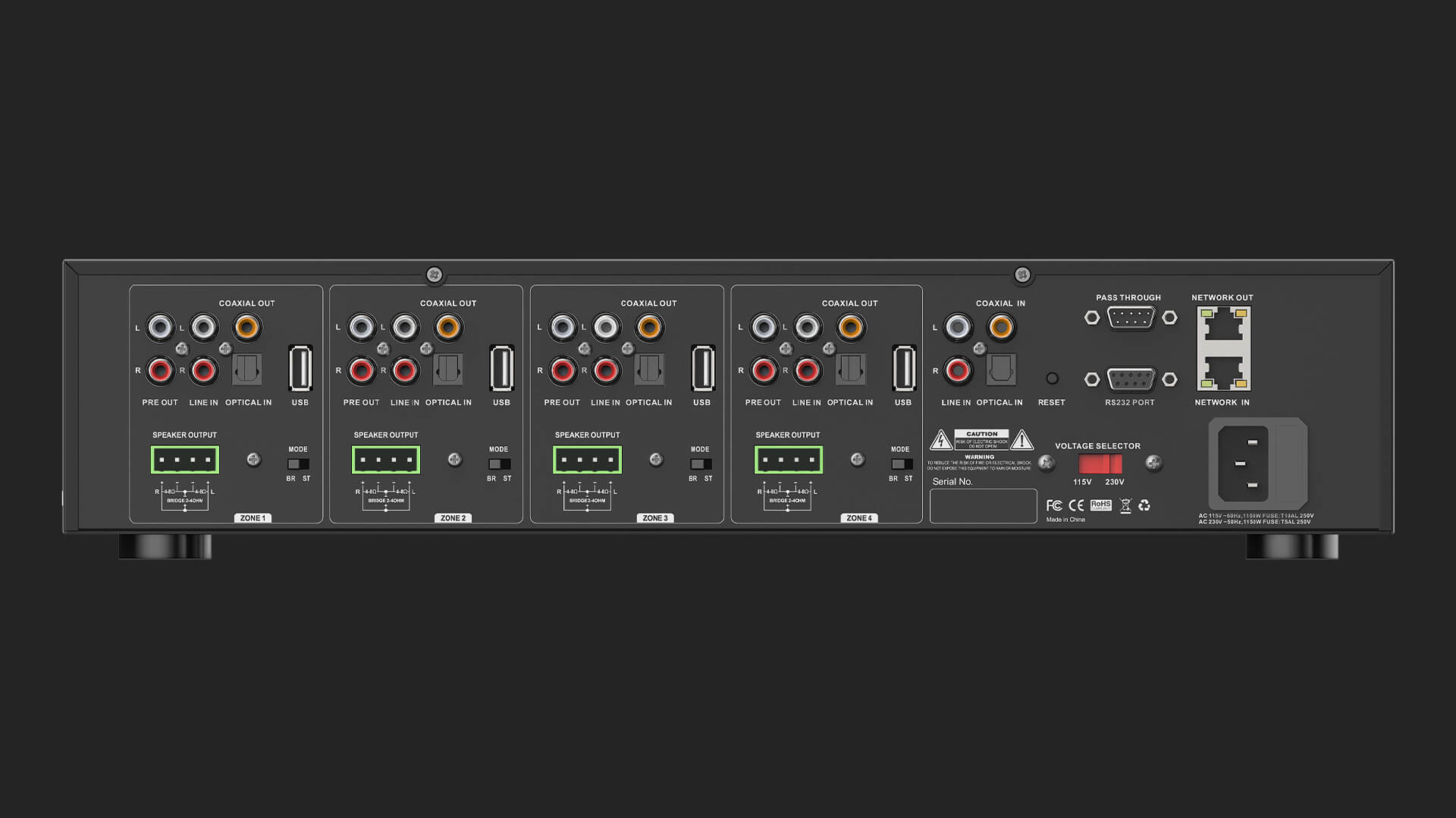 4 zone audio amplifier