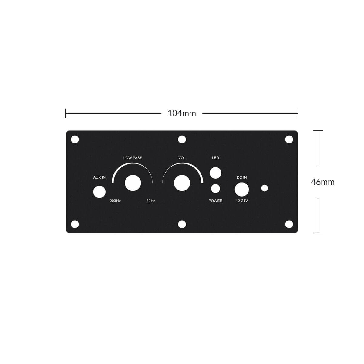 front panel of subwoofer amplifier board