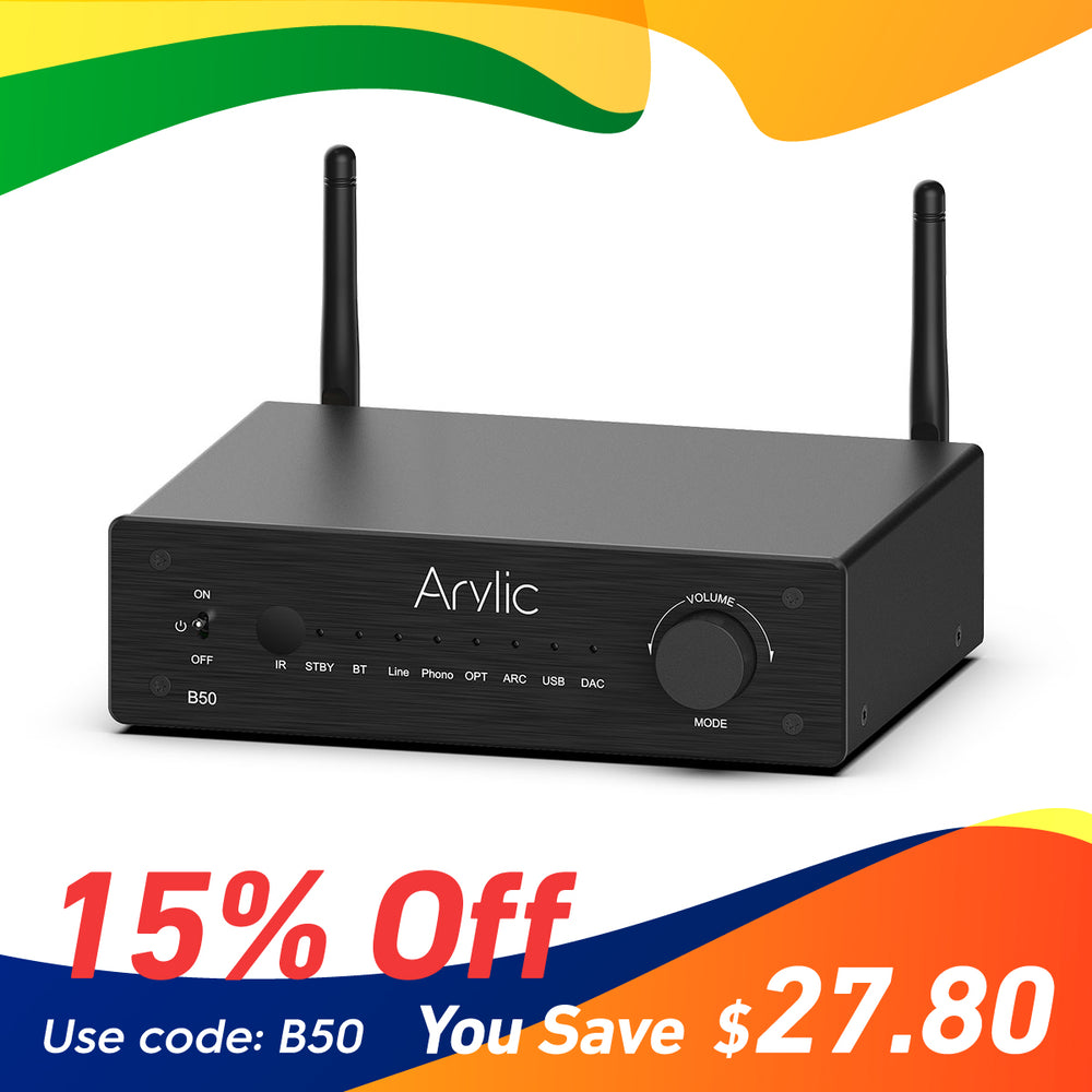 Arylic® B50 Bluetooth Stereo Amplifier With Audio Transmitter