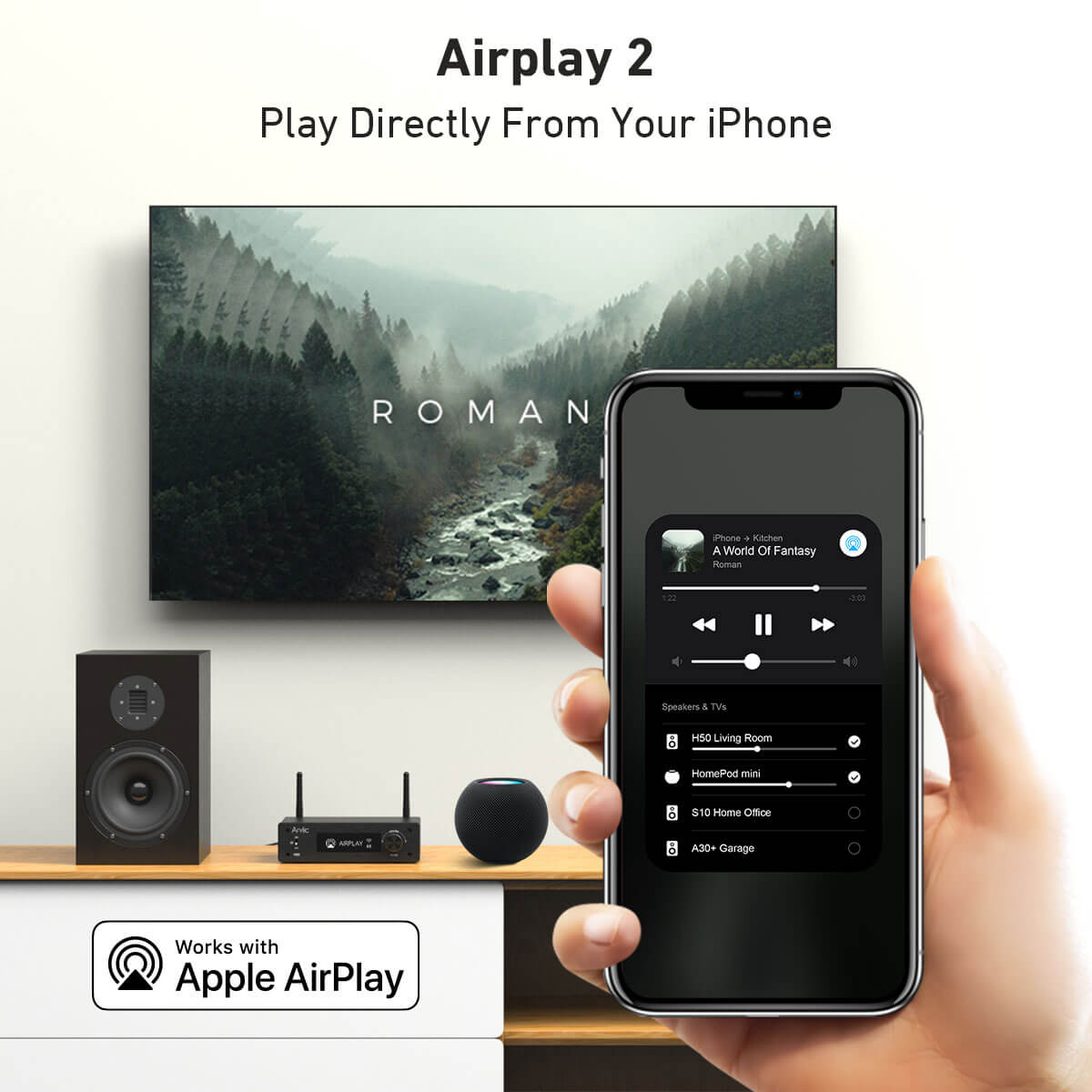 Arylic® H50 Wireless Amplifier With AirPlay 2 & Works with Alexa