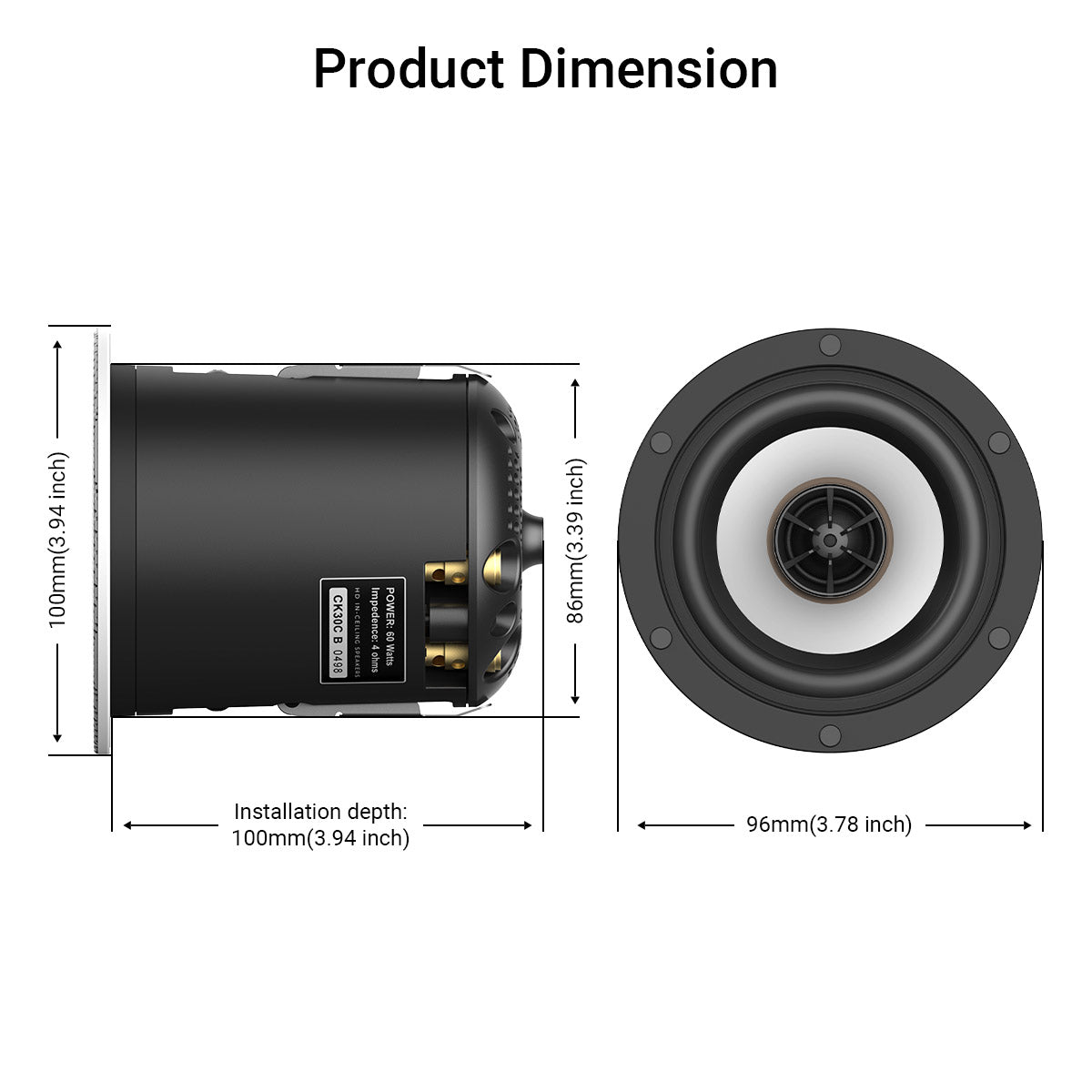 CK30C 3" 60W Coaxial HD In-ceiling Speaker