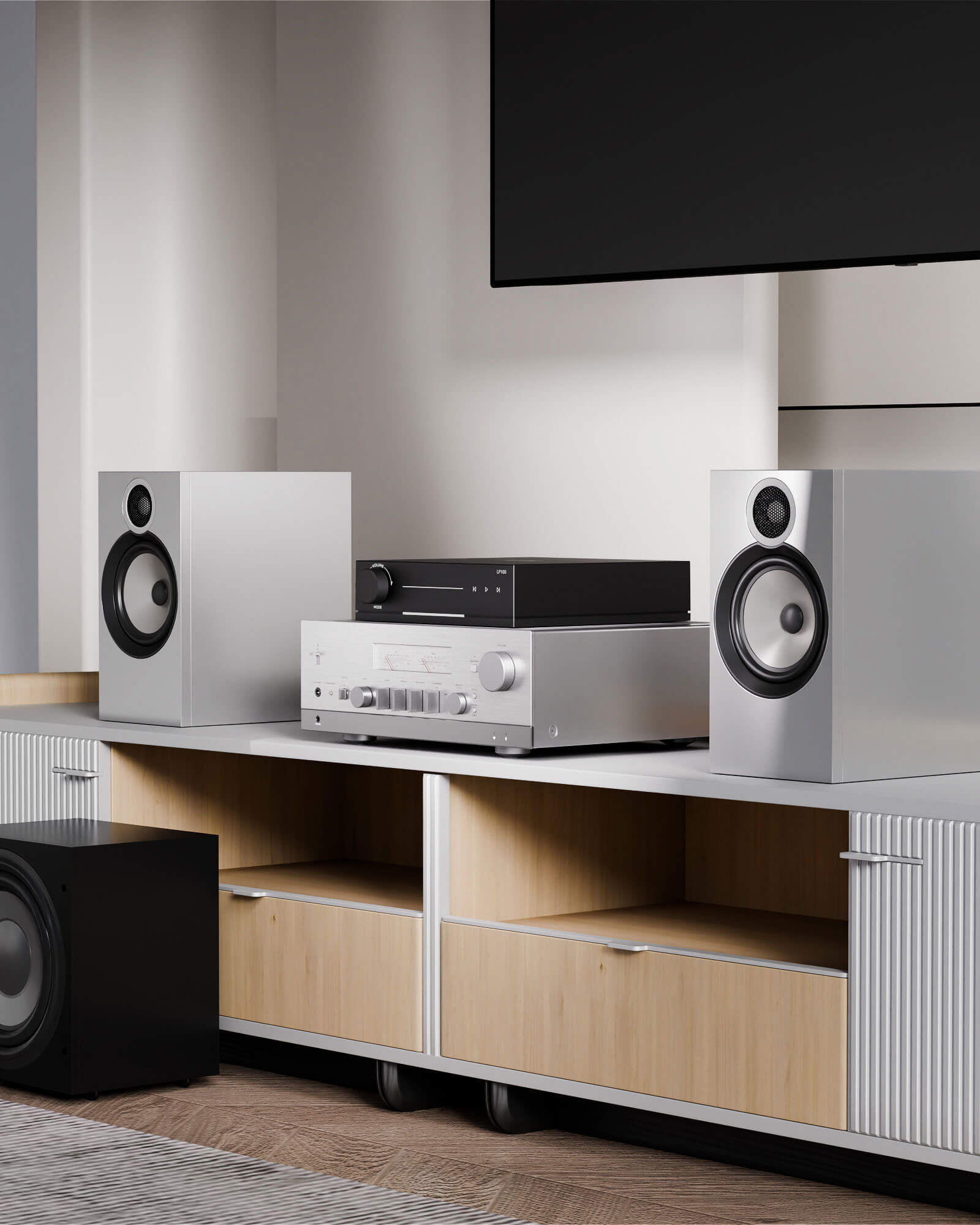 music streamer in livingroom